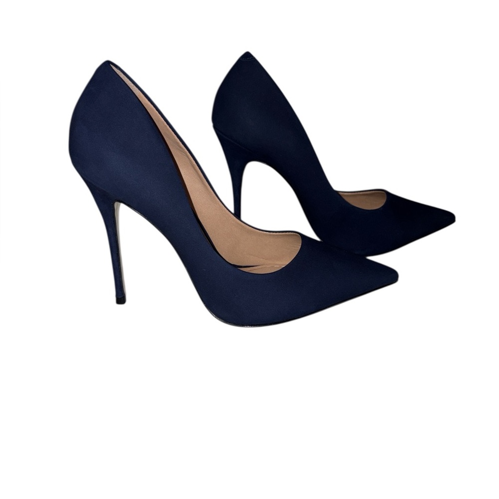 Massimo Matteo 90MM Pointy Toe Pump Stiletto  Heel Navy Blue Suede Sz 7M - Picture 4 of 10